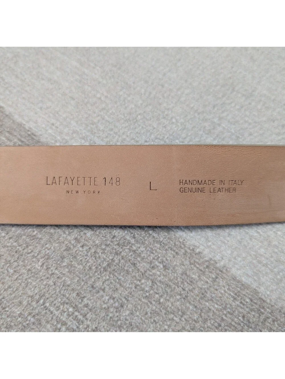 Lafayette 148 leather belt w/ architectural chrome buckle